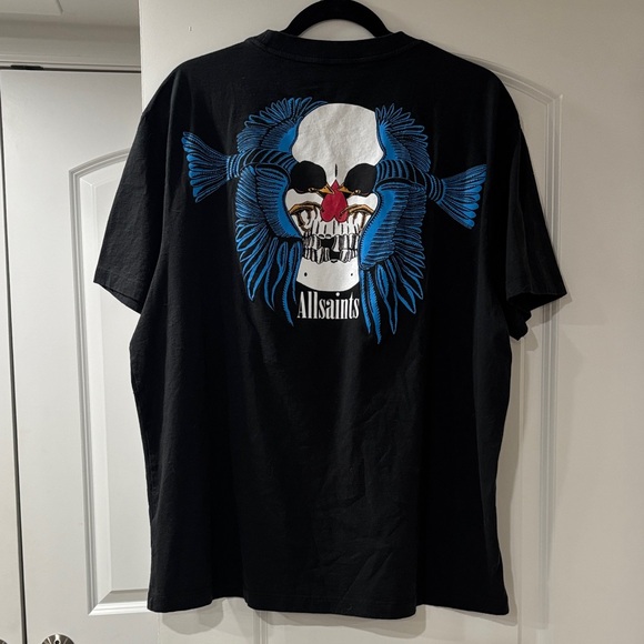 All Saints Black Tee with Skull Design - Picture 4 of 5